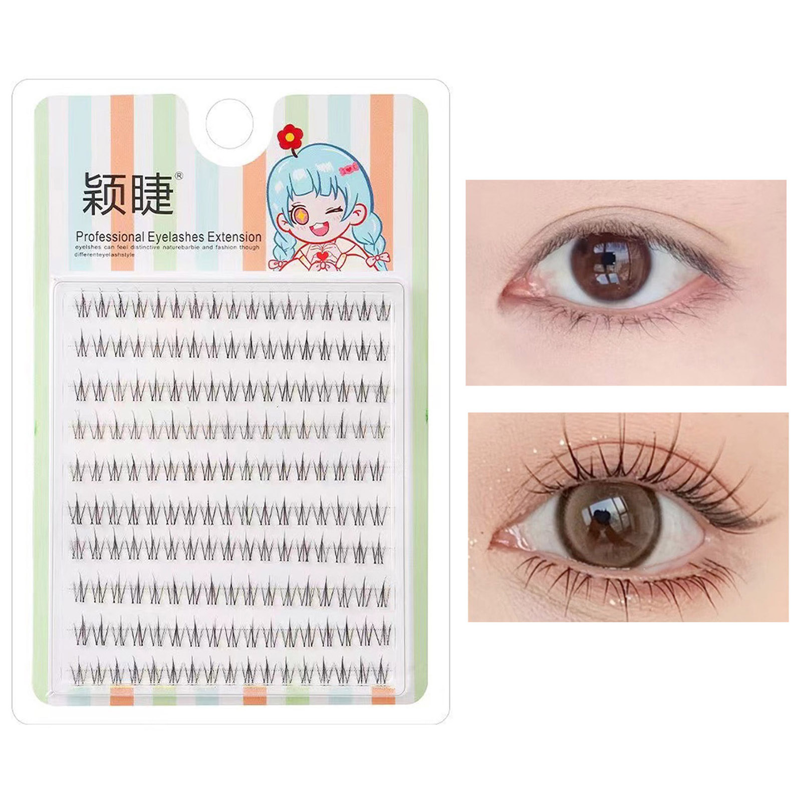 Eyelash Extension Korean - Pestañas individuales tenues, pestañas postizas inferiores