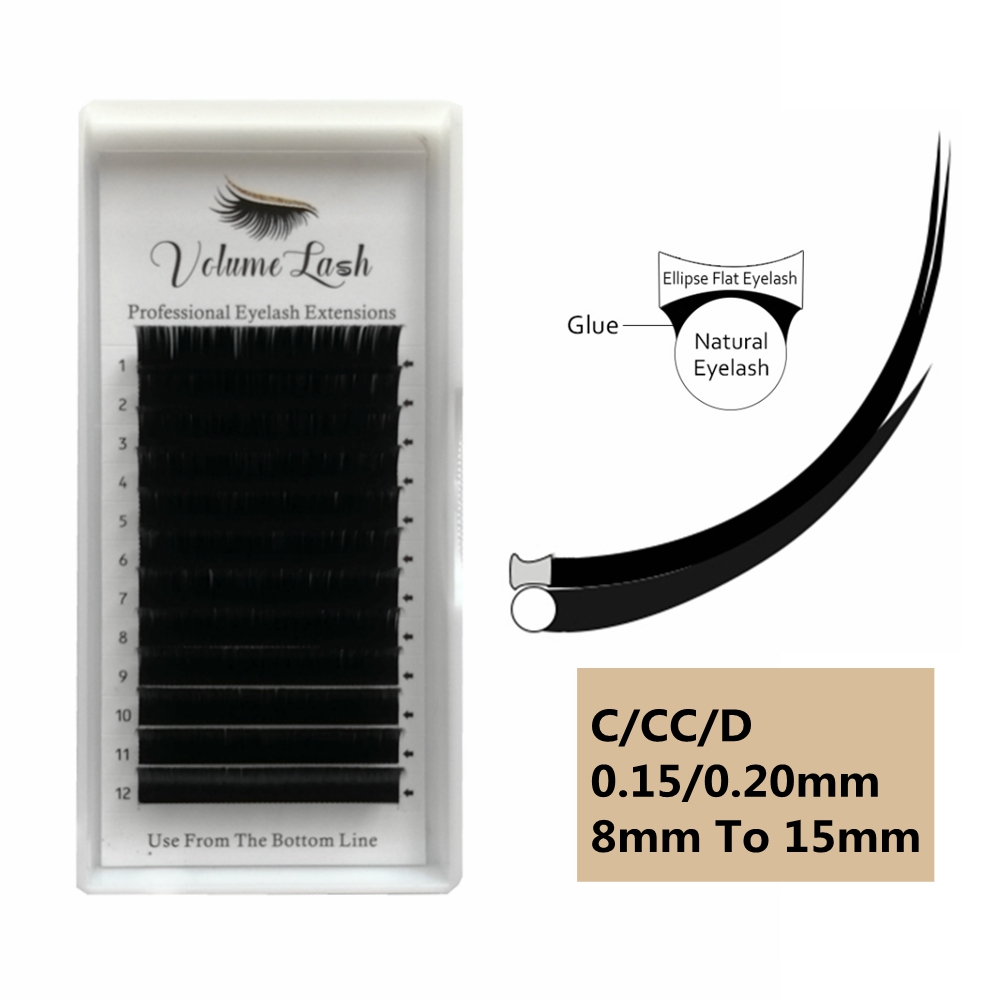Eyelash Extension C Curl - Pestañas individuales planas Elipse, extensiones de